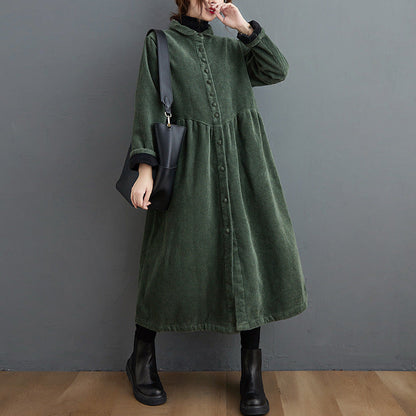 Amelia - Warm corduroy coat with a loose fit for women