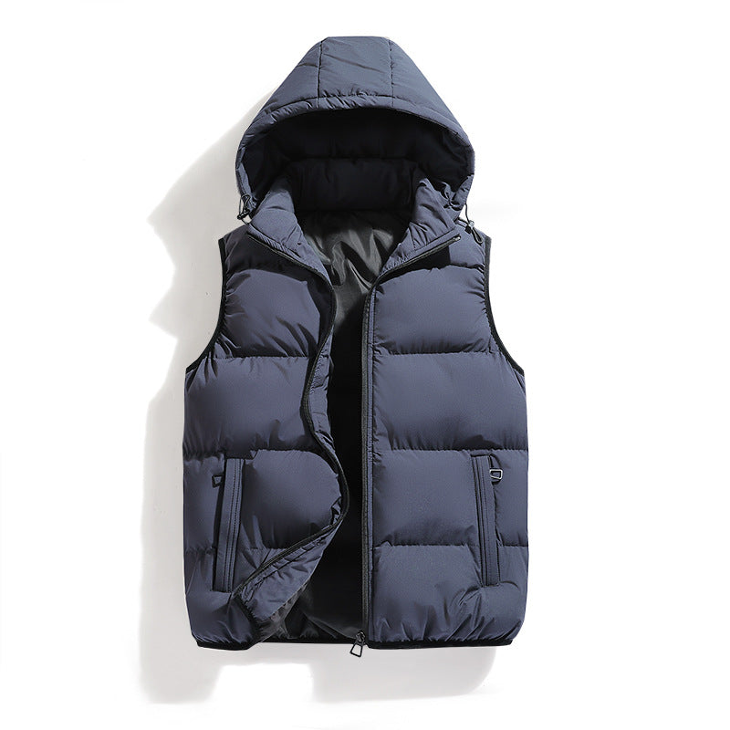 Kenneth - Modern, warm vest with hood for men