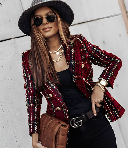 Cheri - Στιλάτος, στενά κομμένος σακάκι με καρό για γυναίκες