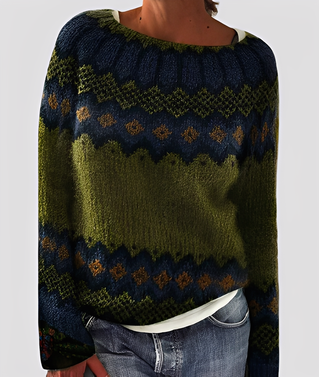 Christal - Κομψό, χαλαρά κομμένο μάλλινο πουλόβερ για γυναίκες