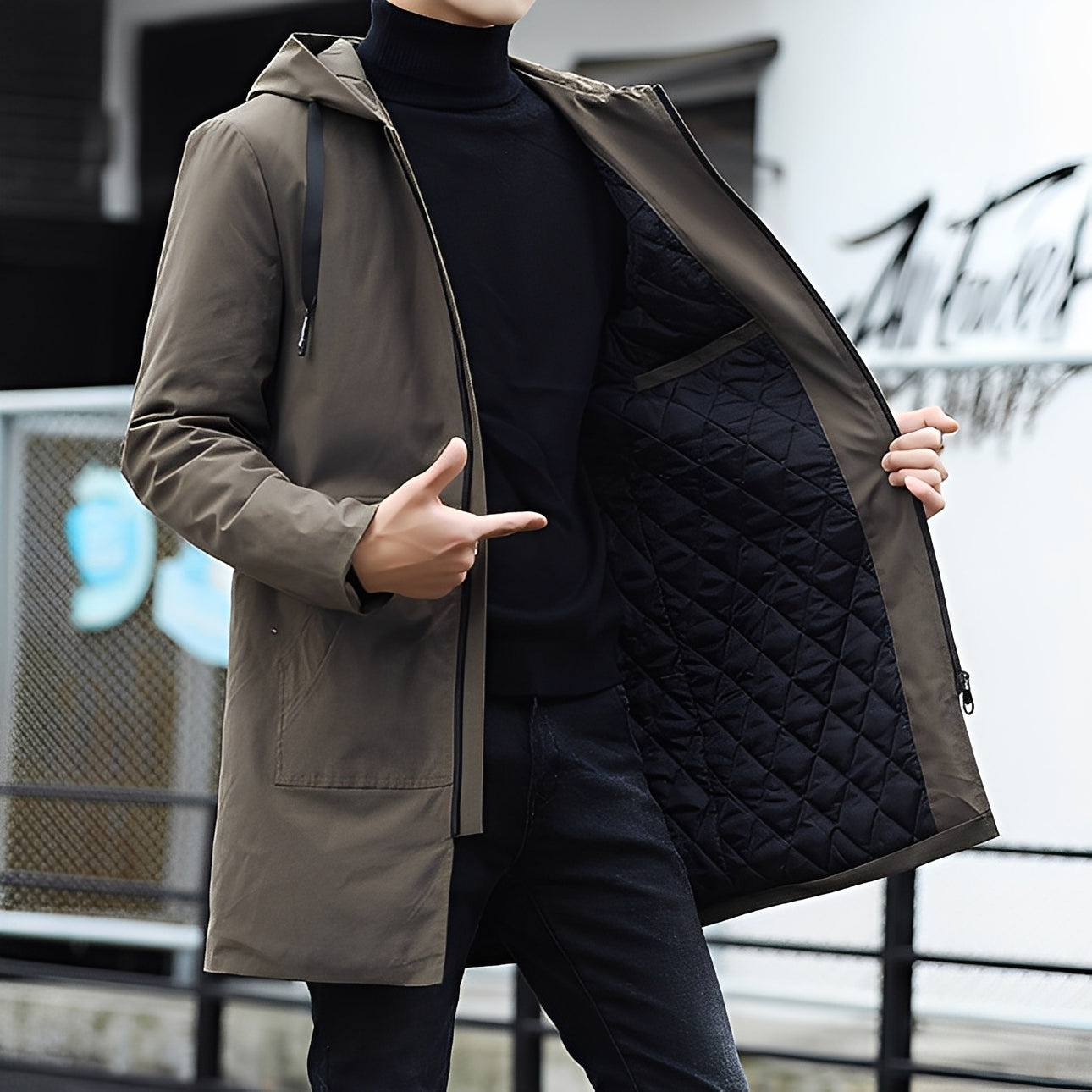 Lucas - Χαλαρό, παχύ, αδιάβροχο μπουφάν με κουκούλα για άνδρες