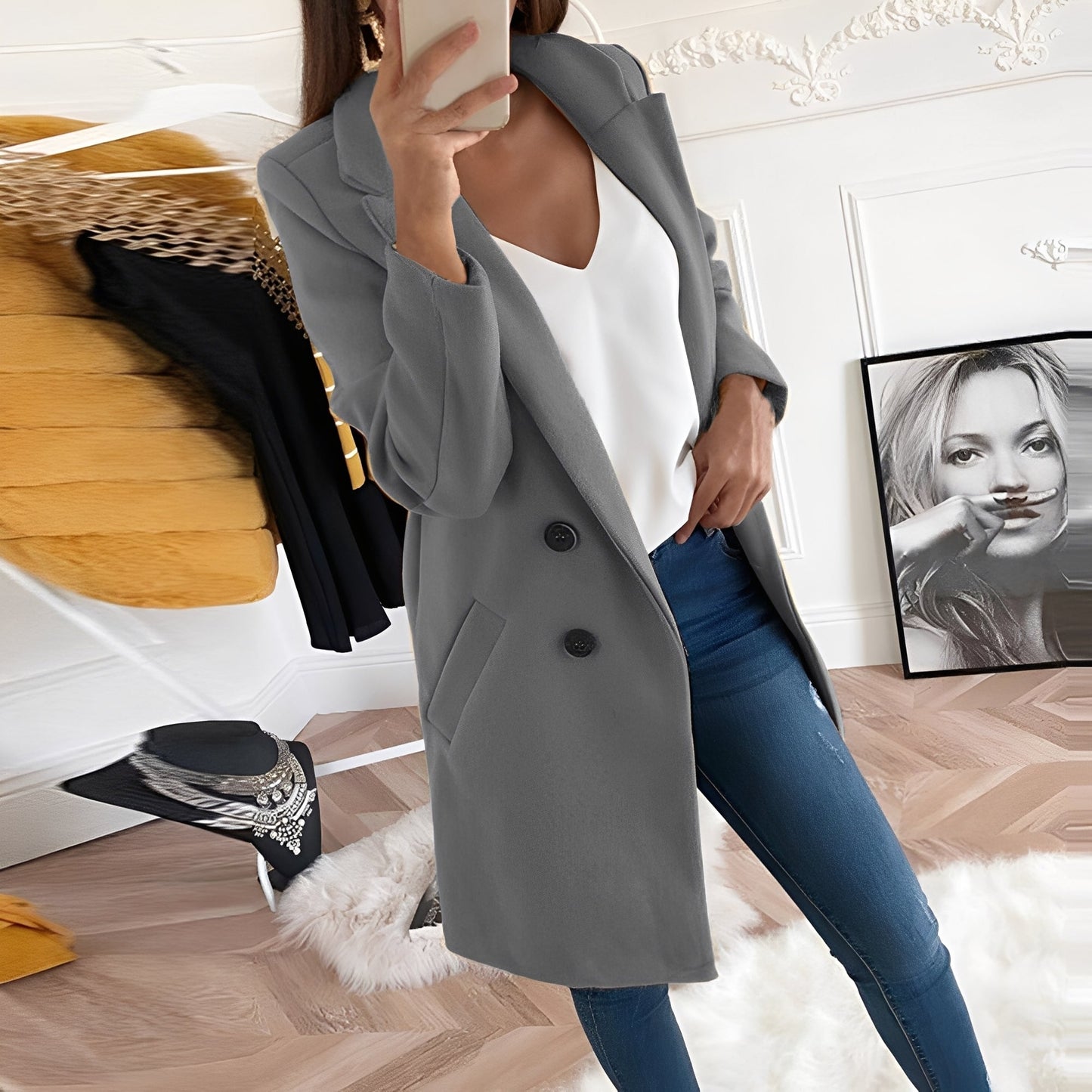 Nichole - Elegant and warm long coat for women