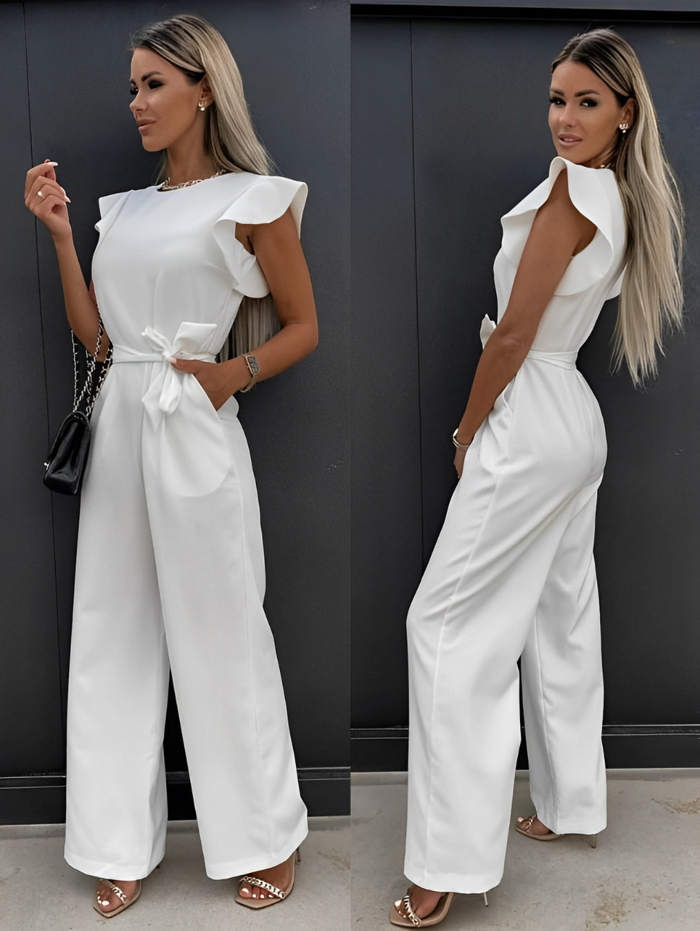 Sina – Jumpsuit με ρουχέν και ευρύ χρώμα