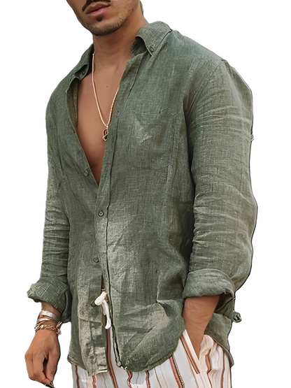 Donovan - Chemise en lin confortable et ample pour hommes