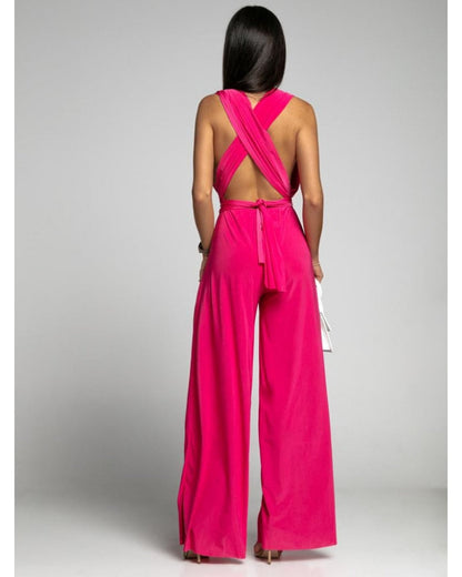 FlairFashion - Sleeveless Jumpsuit with Flattering V-Neck