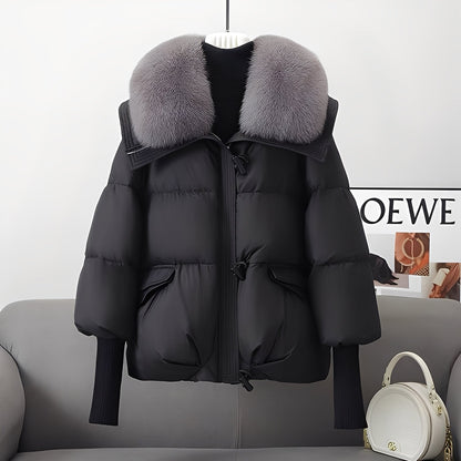 Victoria - elegant windproof jacket with fur for women