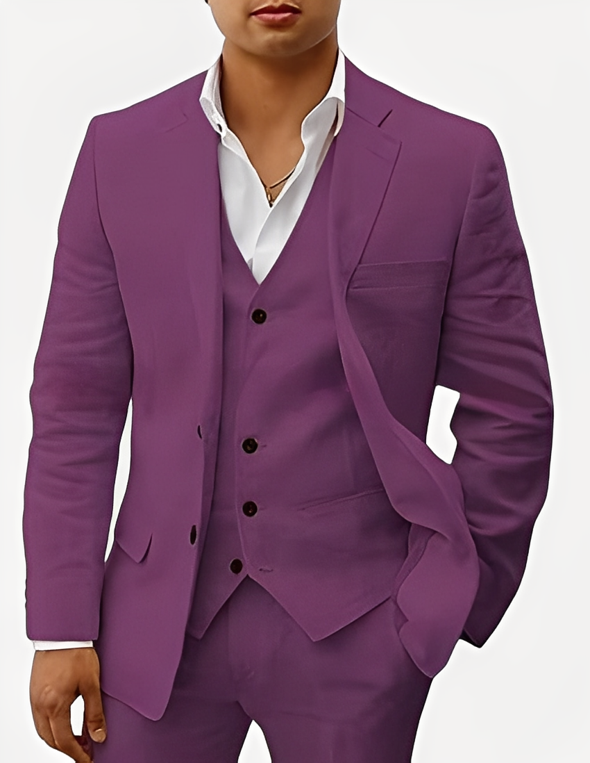 Beckham - Κομψό τριμερές σετ λινό για άνδρες