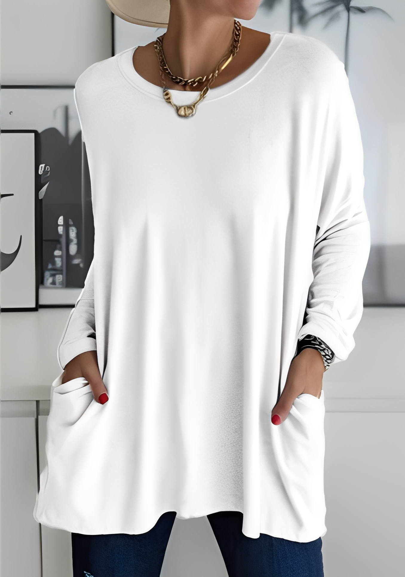 Krystle - Relaxed Long-Sleeve Top with Pockets for Women