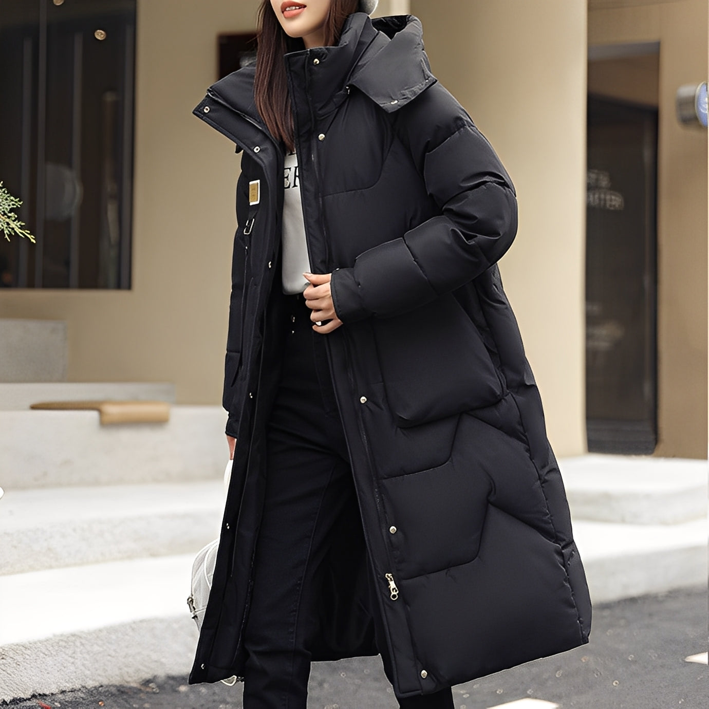 Rexanne - Stylish long hooded cardigan for women