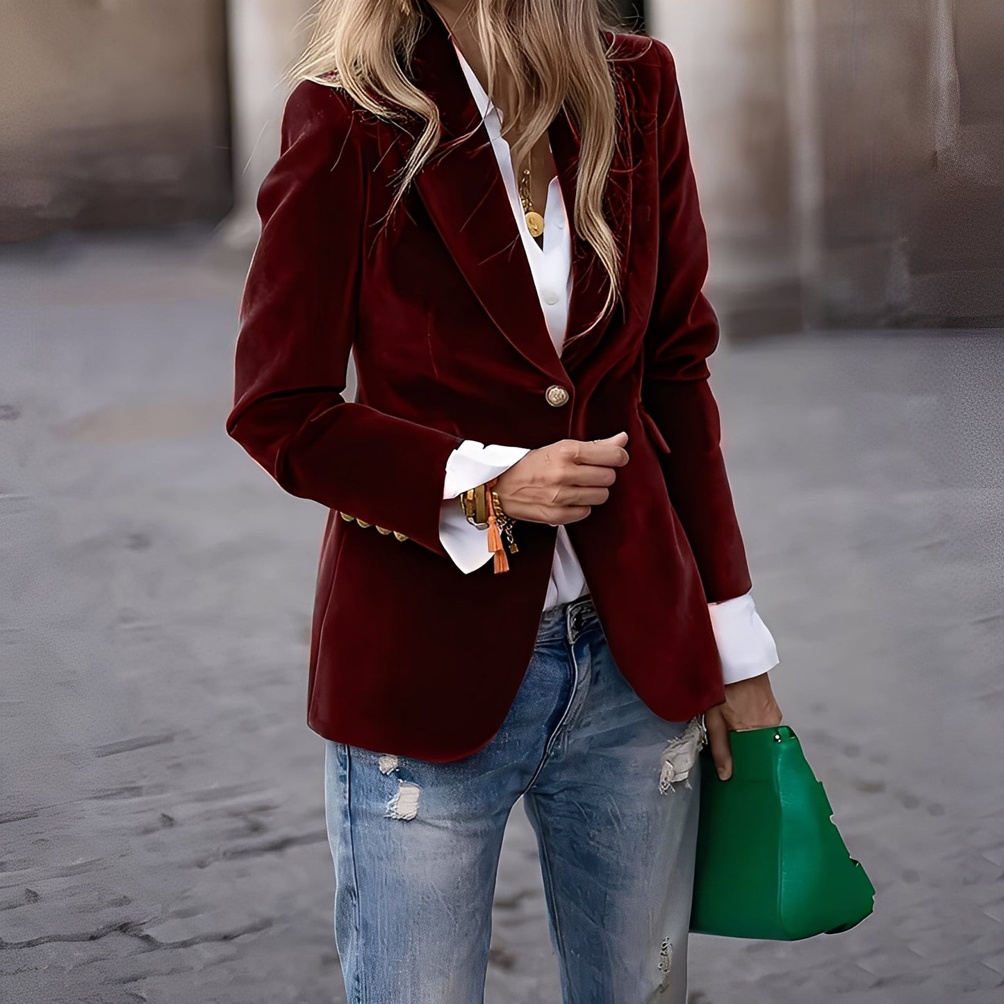 Alise - Κομψό, στενό κομμένο βελούδινο σακάκι για γυναίκες