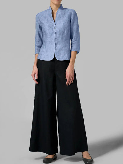 Brynna - High Quality Women's Blouse with High Collar