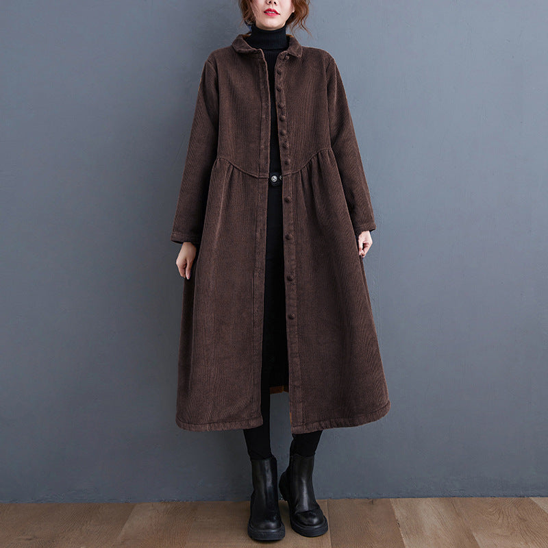 Amelia - Warm corduroy coat with a loose fit for women