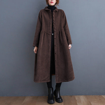 Amelia - Warm corduroy coat with a loose fit for women