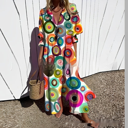 Sana – Long Boho dress with V-neckline