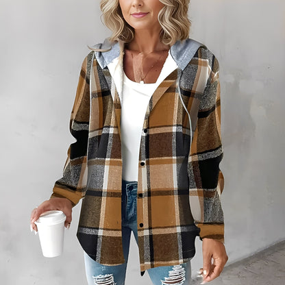 Martina - Relaxed long wool coat with hood for women