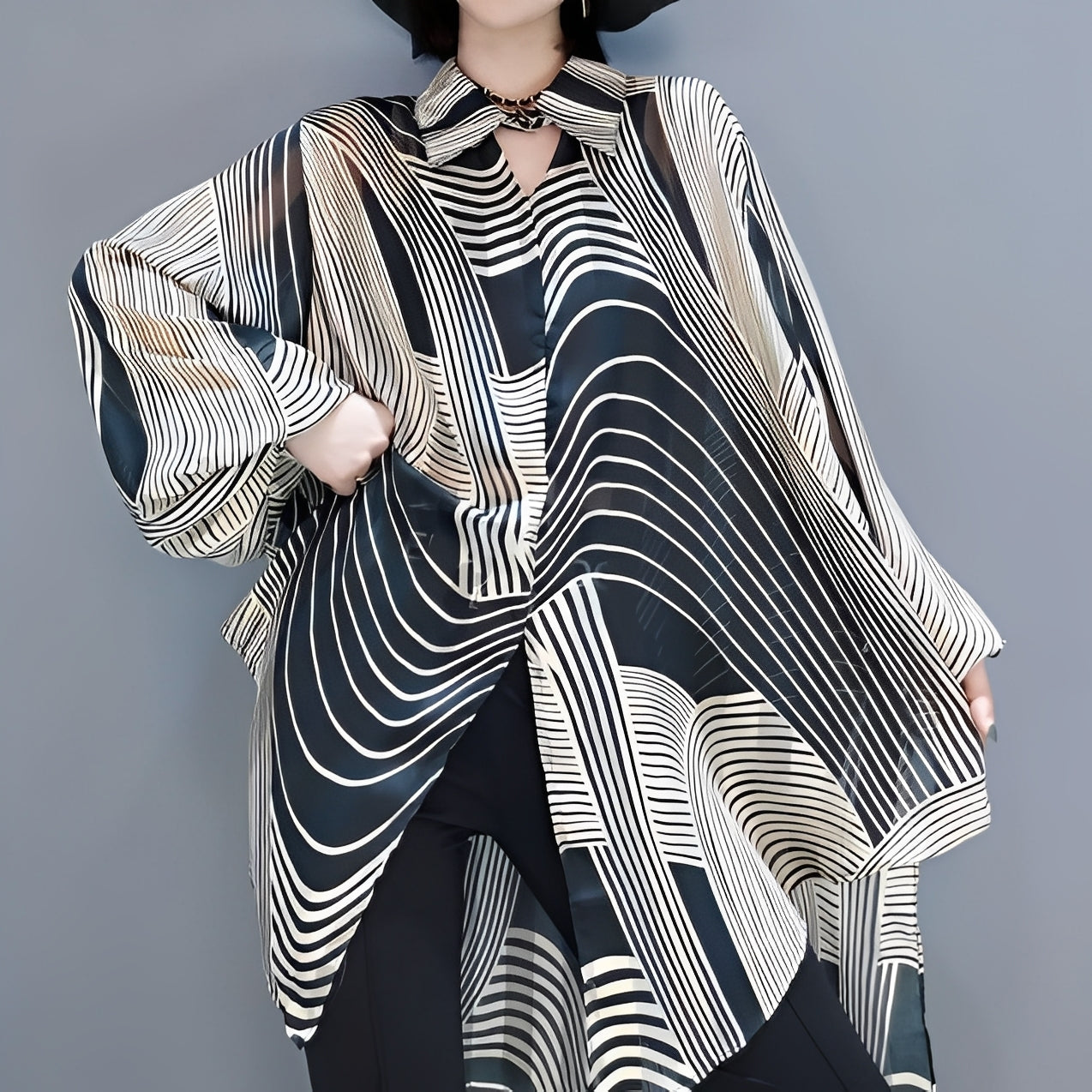 Jean - Trendy chiffon blouse for women