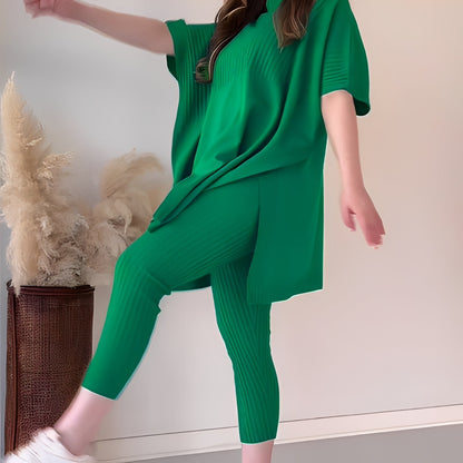 Roxanna - Χαλαρό, χαλαρά καθισμένο διμερές πλεκτό σετ για γυναίκες