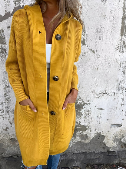 Kimmie - Χαλαρός μακρύς ζακέτα με κουκούλα για γυναίκες