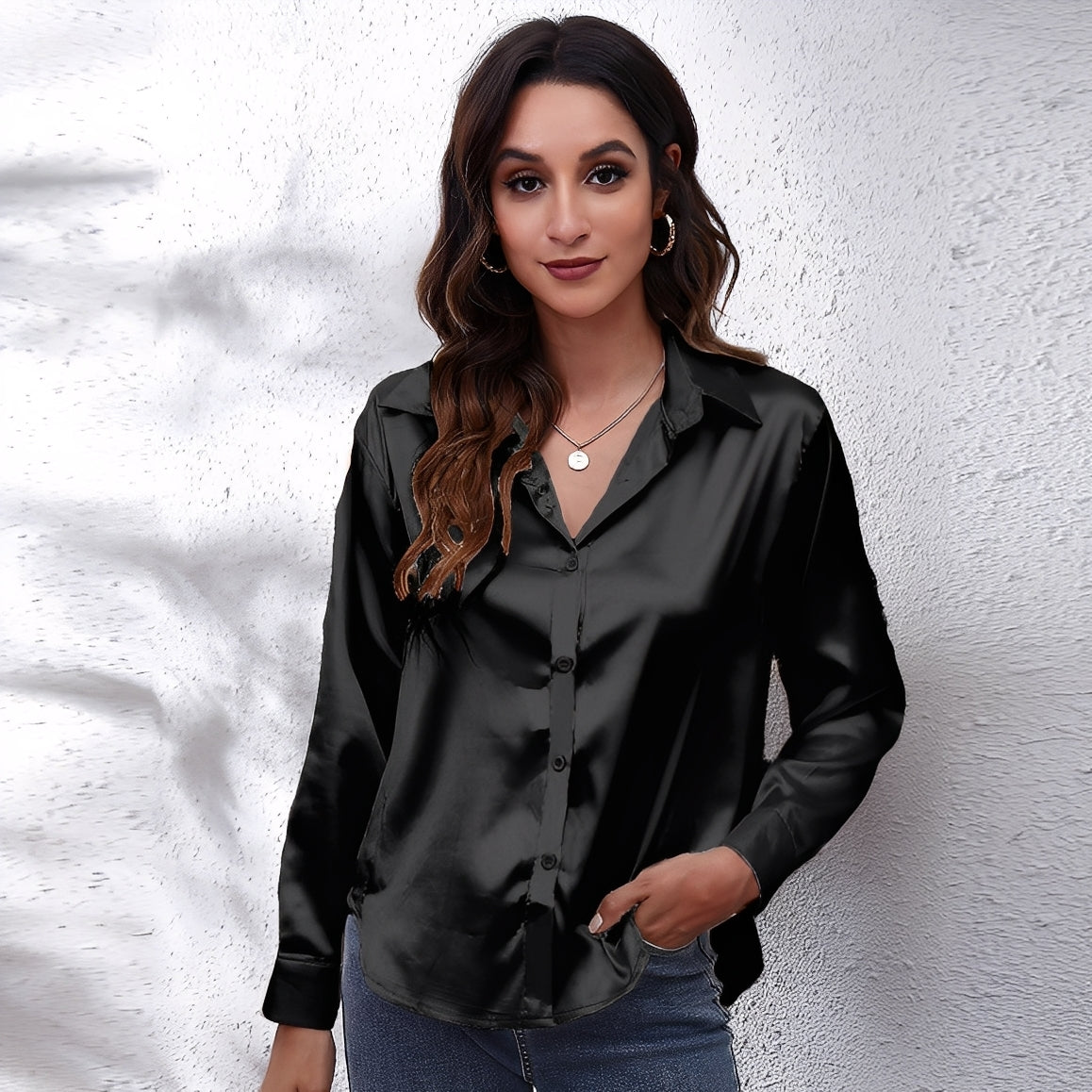 Haylee - Relaxed Long-Sleeve Silk Shirt for Women