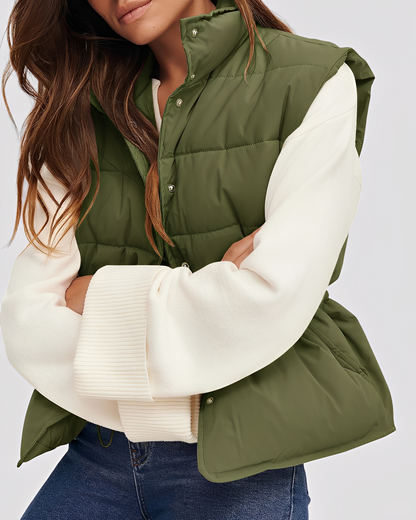 Aimee - Relaxed, quilted single-button vest for women