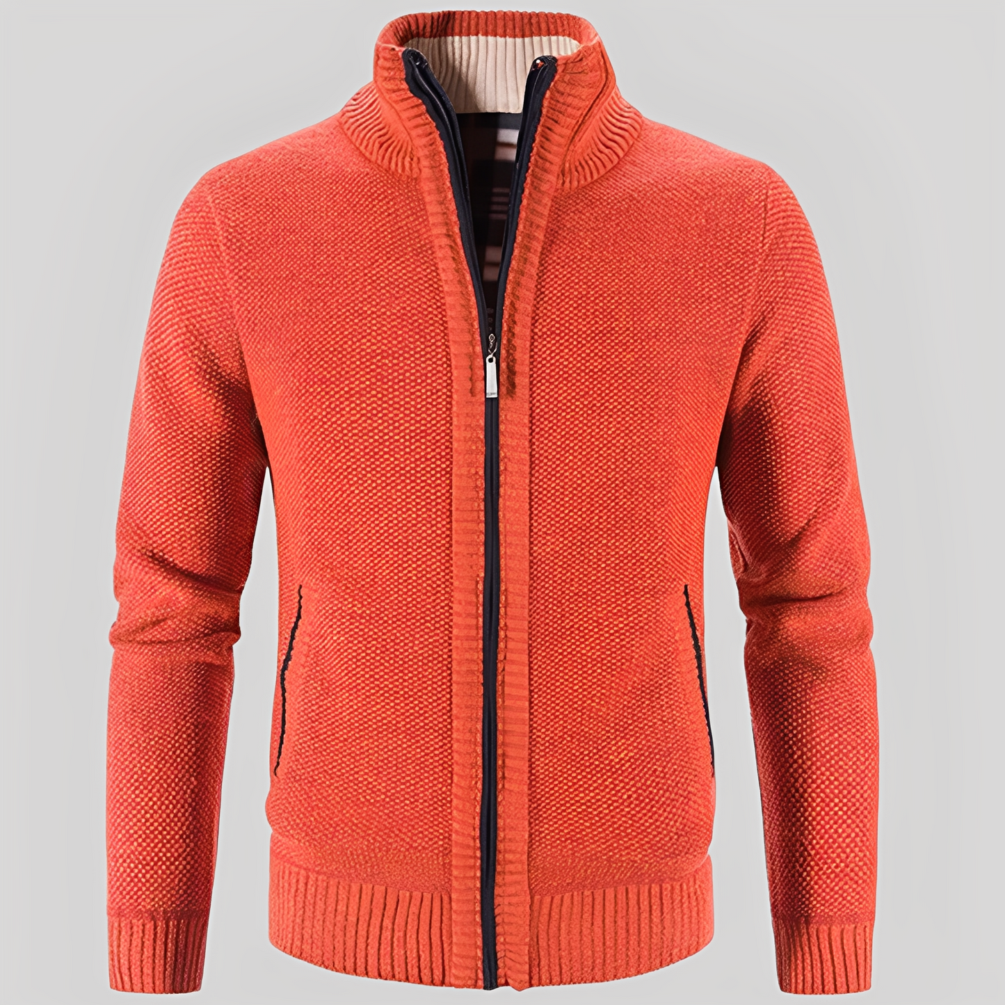 Kelvin - Απλή Πλεκτή Ζακέτα με Φερμουάρ για Άνδρες