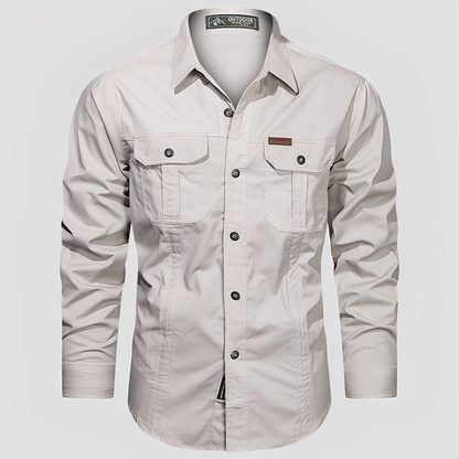 Ranulph - Luźna koszula cargo z długim rękawem dla mężczyzn