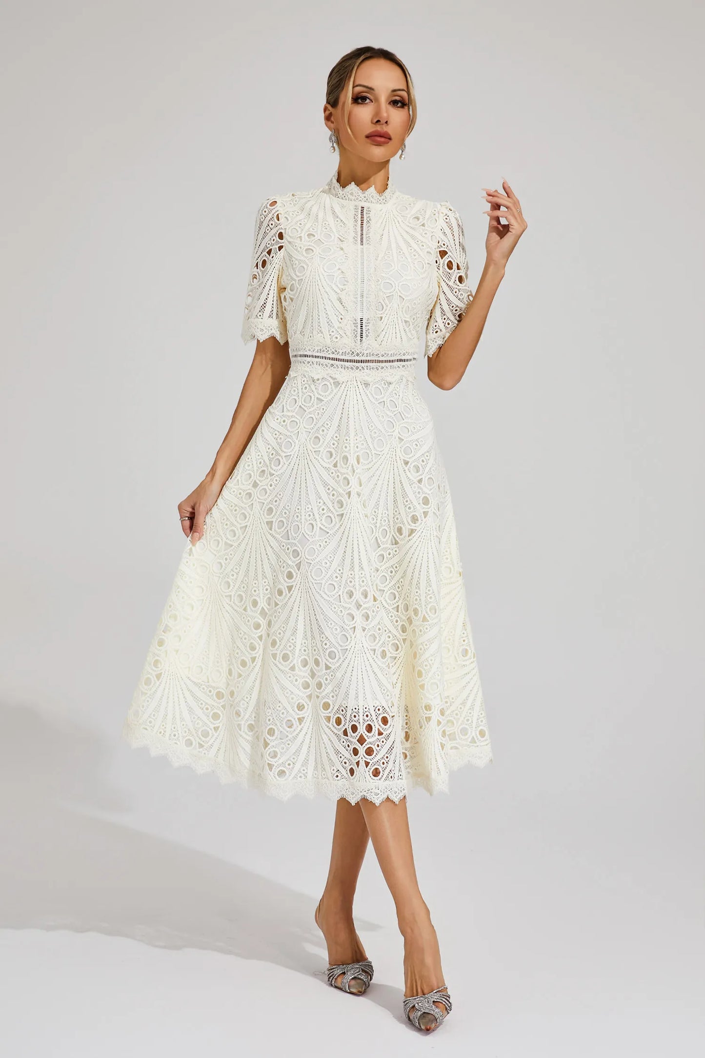Pierre - Midi dress lace and refinement