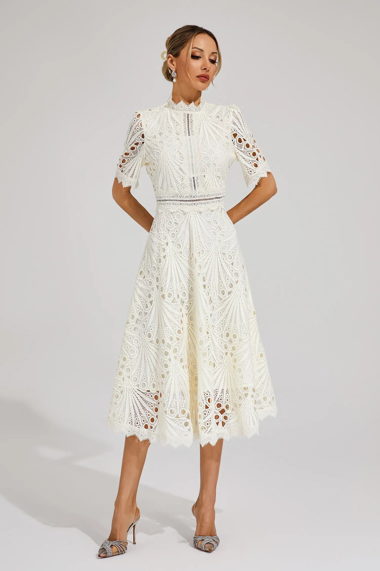 Pierre - Midi dress lace and refinement