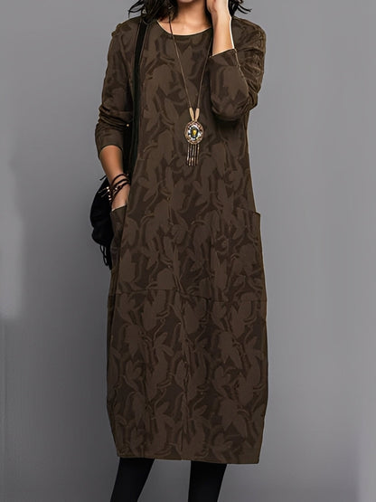 Kadence - Stylish long-sleeve dress with pattern for women
