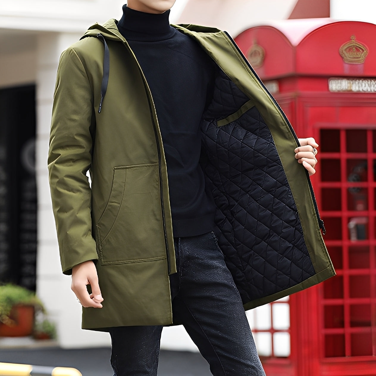 Lucas - Χαλαρό, παχύ, αδιάβροχο μπουφάν με κουκούλα για άνδρες