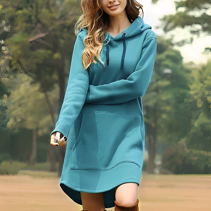 Glenna - Relaxed, long-sleeved dress with hood for women