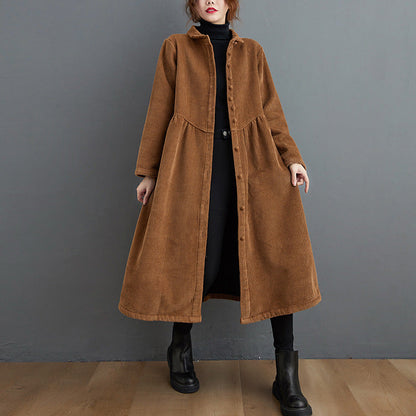 Amelia - Warm corduroy coat with a loose fit for women