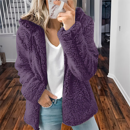 Berenice - Thick woolen cardigan with hood for women
