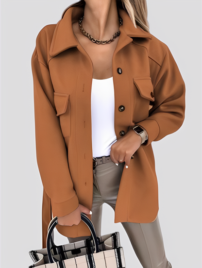 Tiffanie - Modern, lightweight wool cardigan with lapel collar for women