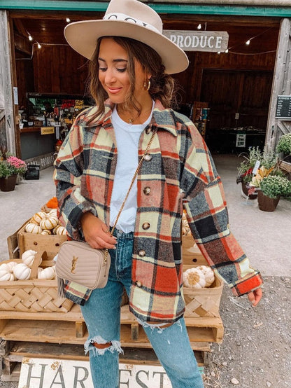 Justy - Χαλαρό, χαλαρά κομμένο φανελένιο πουκάμισο για γυναίκες