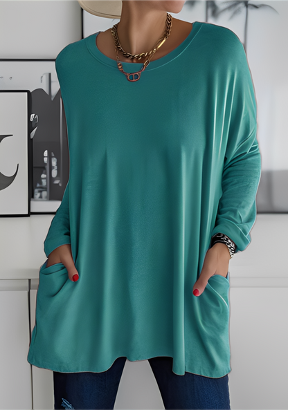 Krystle - Relaxed Long-Sleeve Top with Pockets for Women