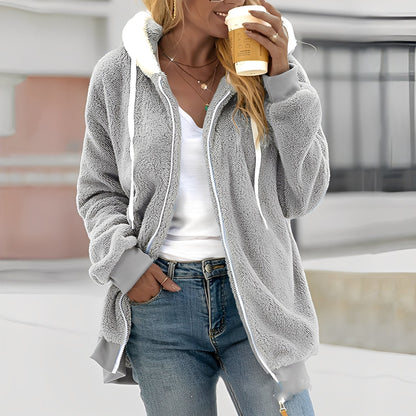 Rheanna - Warm fleece jacket with hood for women