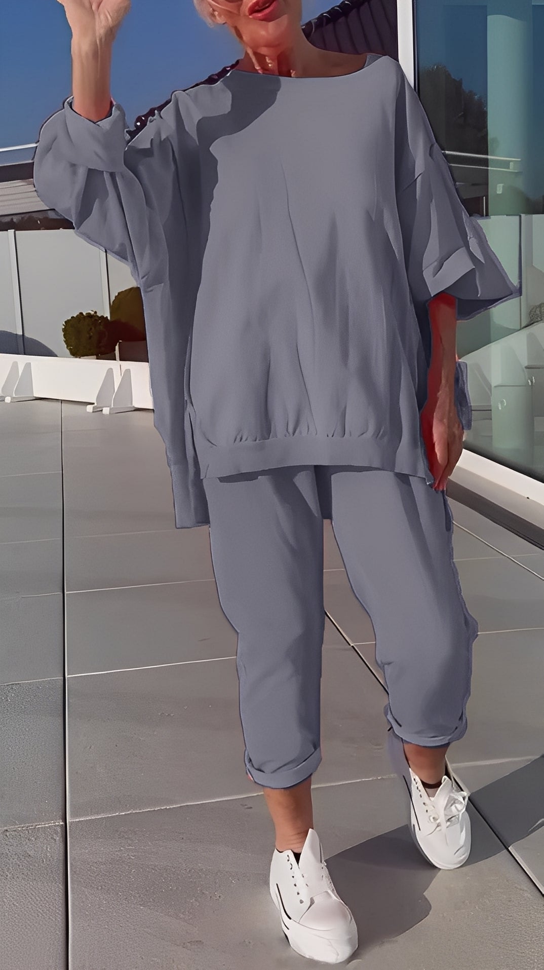 Eleanore - Χαλαρό σετ από χαλαρό πάνω και παντελόνι για γυναίκες