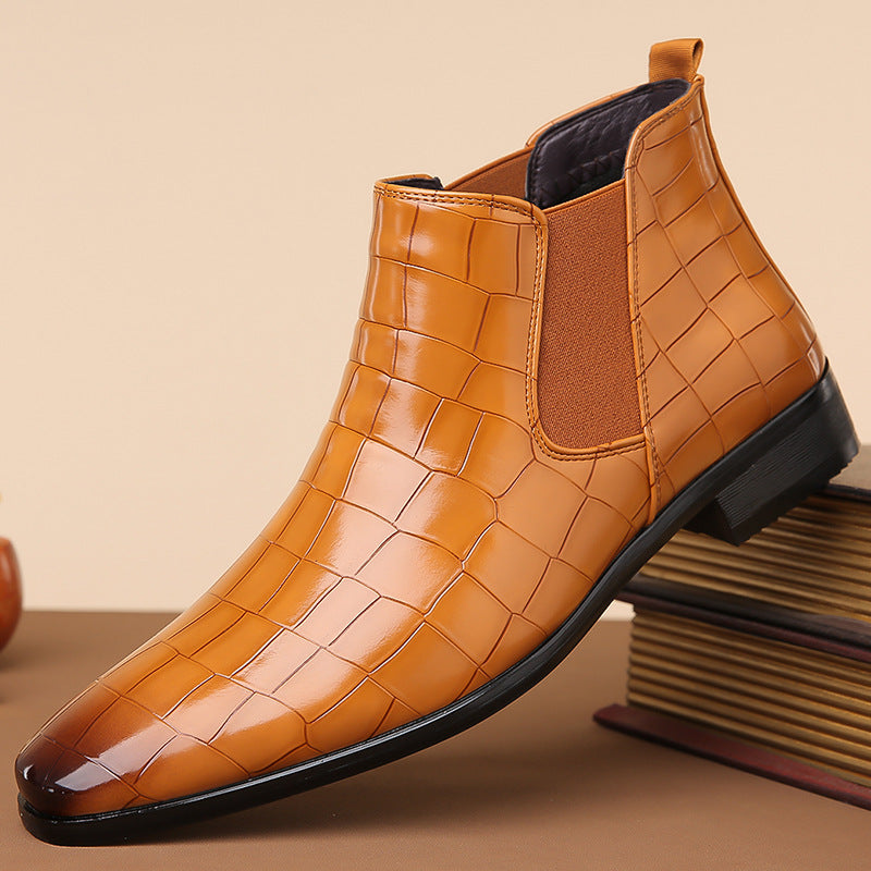Gladwin - Formal shiny leather ankle boots for men
