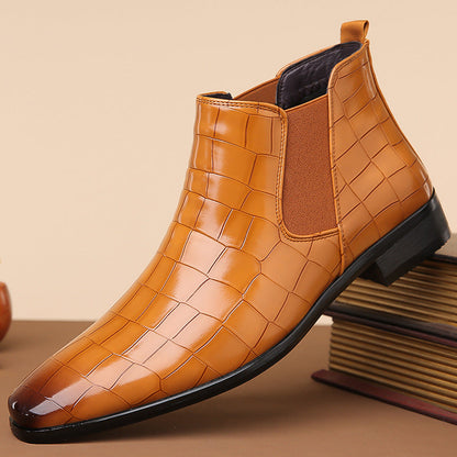 Gladwin - Formal shiny leather ankle boots for men