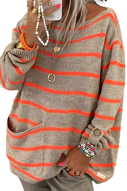 Elianna - Καθημερινός, χαλαρός ριγέ πουλόβερ για γυναίκες