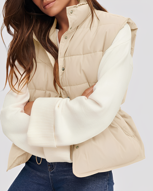 Aimee - Relaxed, quilted single-button vest for women