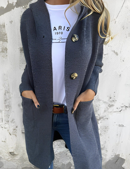 Kimmie - Χαλαρός μακρύς ζακέτα με κουκούλα για γυναίκες