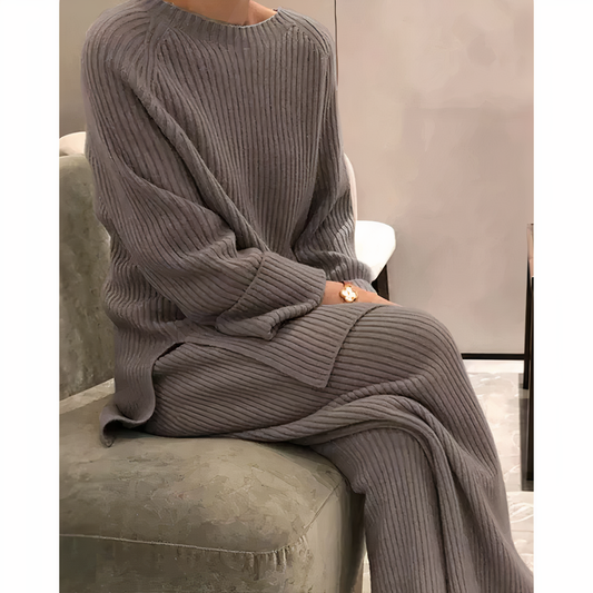 Samantha – Πλεκτό Casual Σετ Πουλόβερ & Παντελόνι