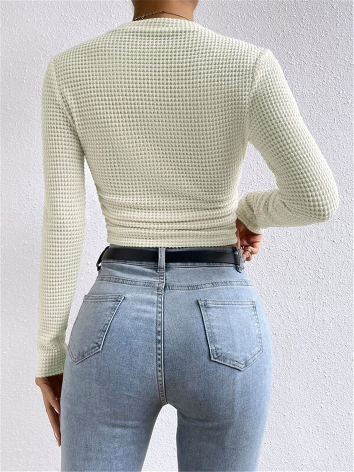 Tessa – Waffelstrick Slim-Pullover