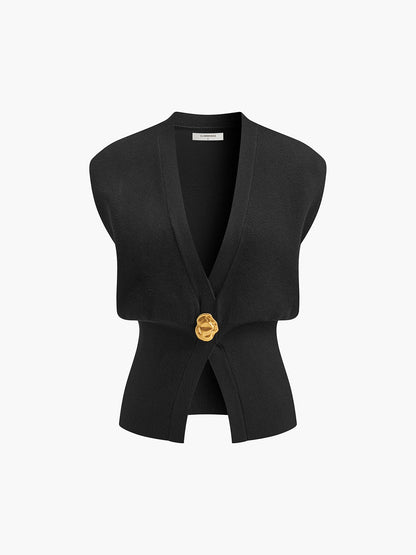 Annalena – V-neck with Buttons Knitted Vest