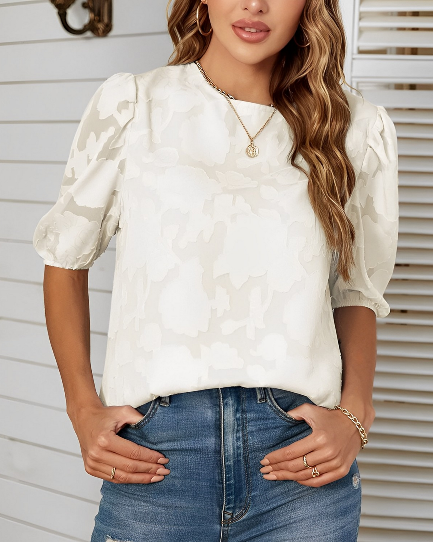 Dorothea - Chiffon Blouse with Puff Sleeves