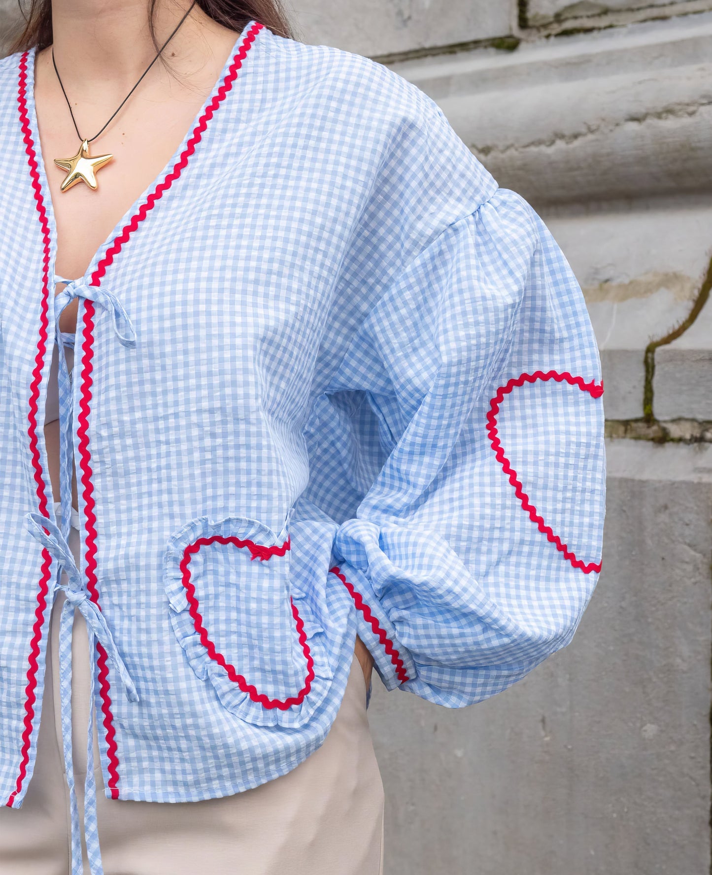 Claudia – Μπλούζα Gingham με Κόκκινο