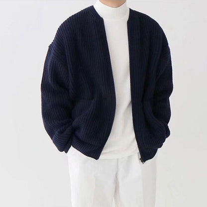 Ronan – Men's Knitted Cardigan with Cable Knit Pattern