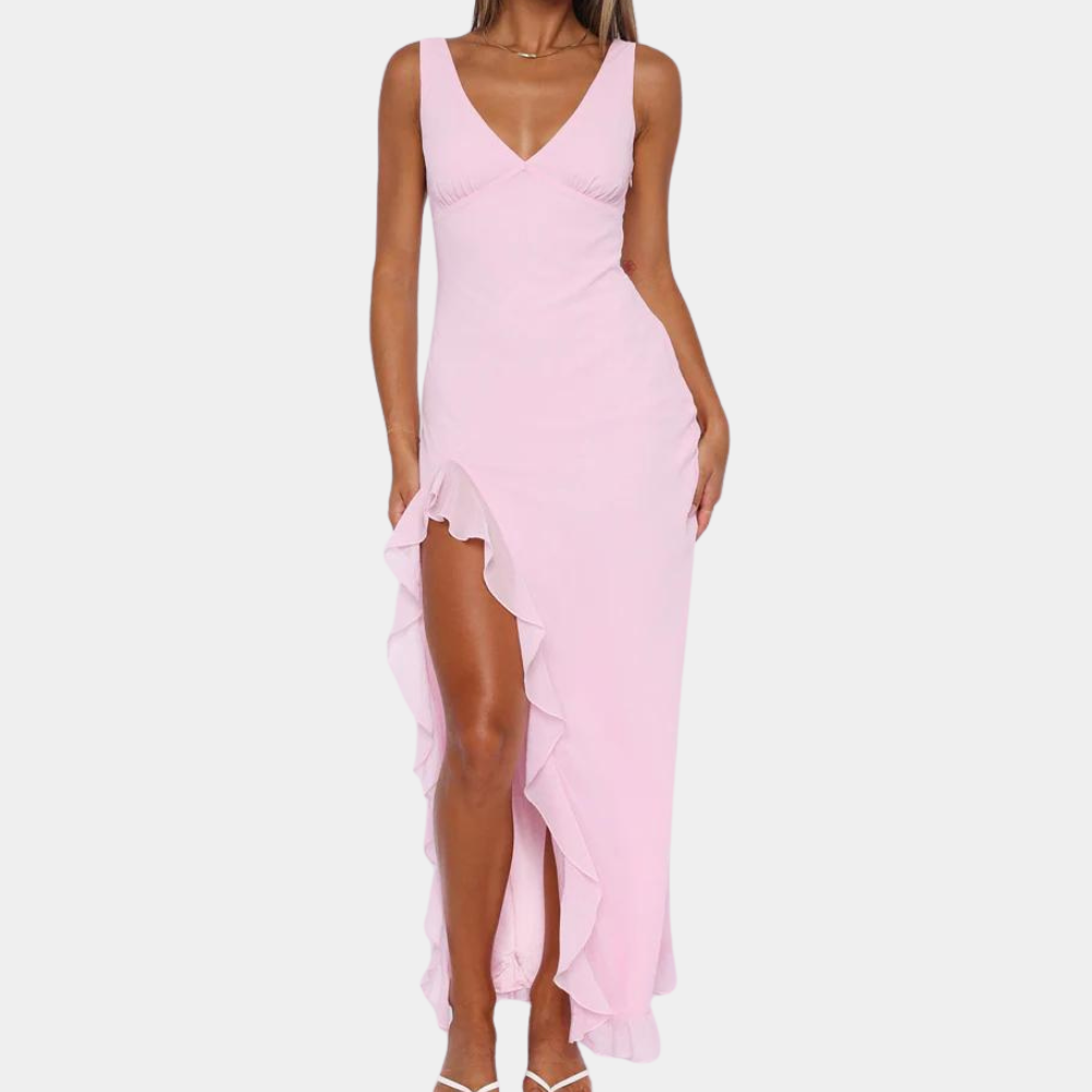 Chloe – Festive evening dress with V-neckline